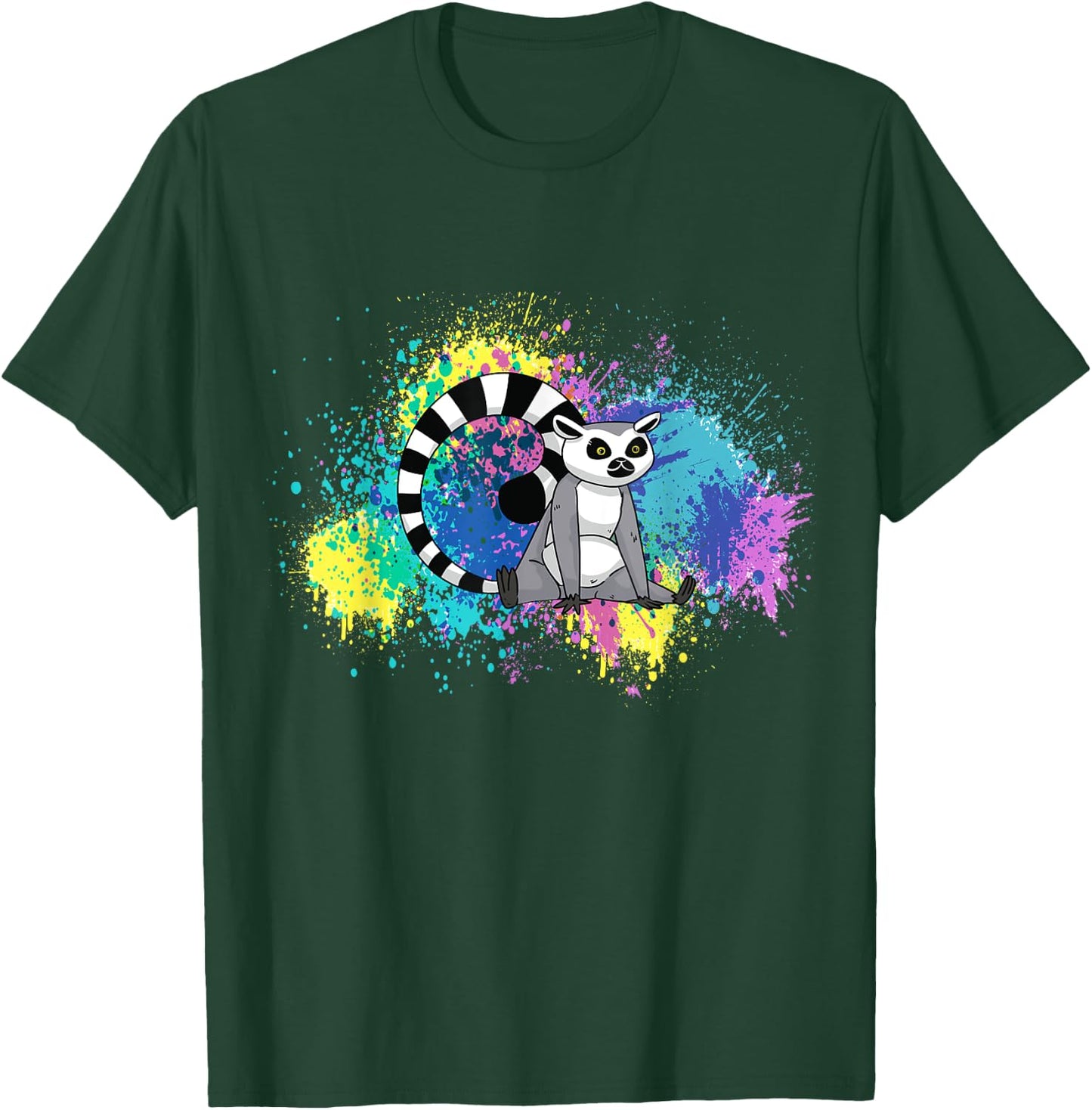 Lemur Funny Lemur Lover Abstract Color Madagascar Animal T-Shirt - T-Shirt | Forest
