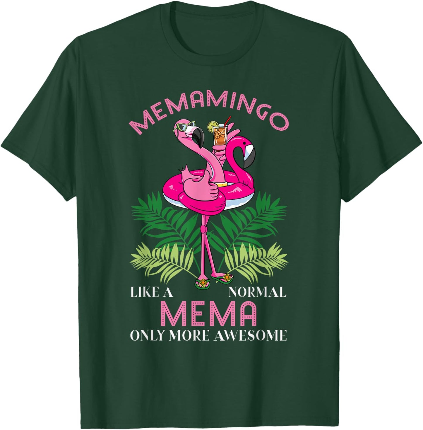 Memamingo Mema Flamingo Lover Grandma Grandmother Grandmommy T-Shirt - T-Shirt | Forest