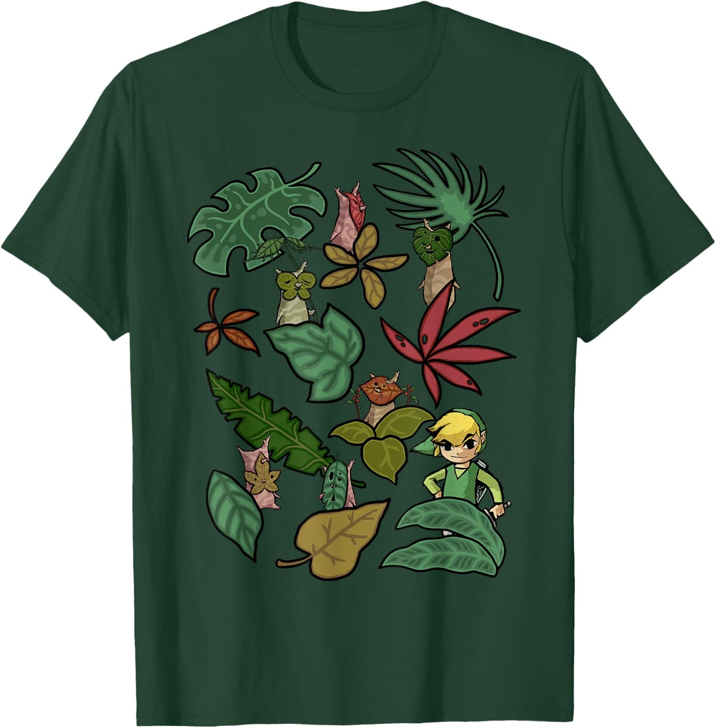 The Legend of Zelda: The Wind Waker Link Plant Life Jumble T-Shirt - T-Shirt | Forest