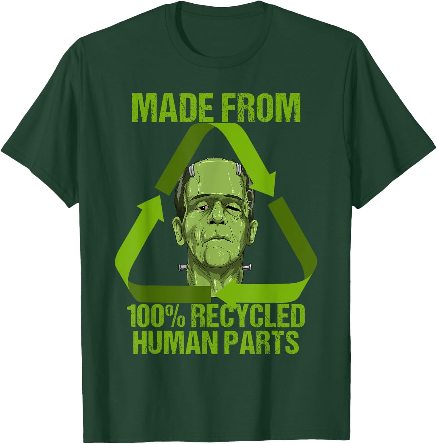 Frankenstein Made from 100% Recycled Human Parts Halloween Small T-Shirt - T-Shirt | Forest