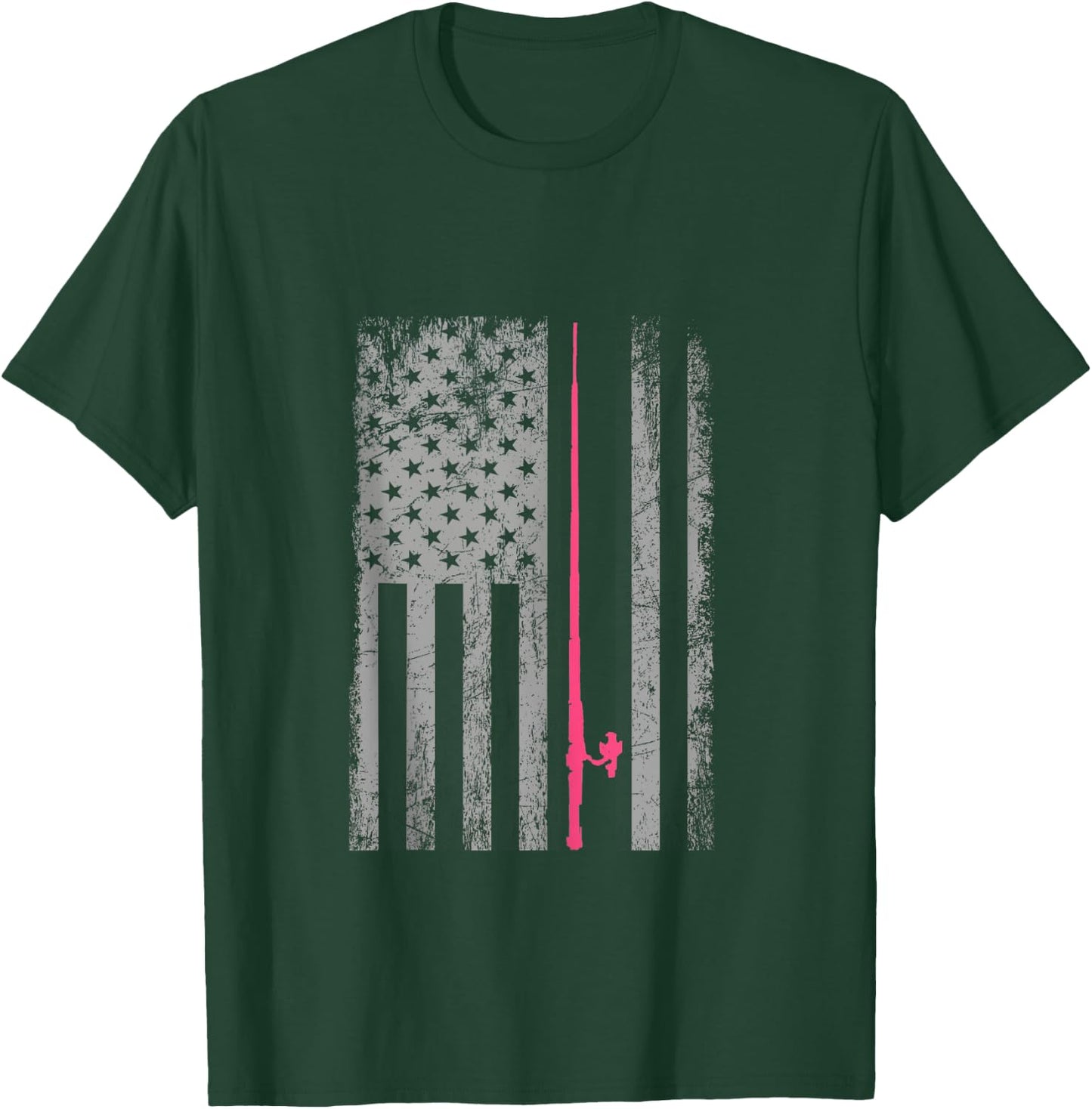 Pink Camo American Flag Fishing Shirt Women Bass Fishing T-Shirt - T-Shirt | Forest