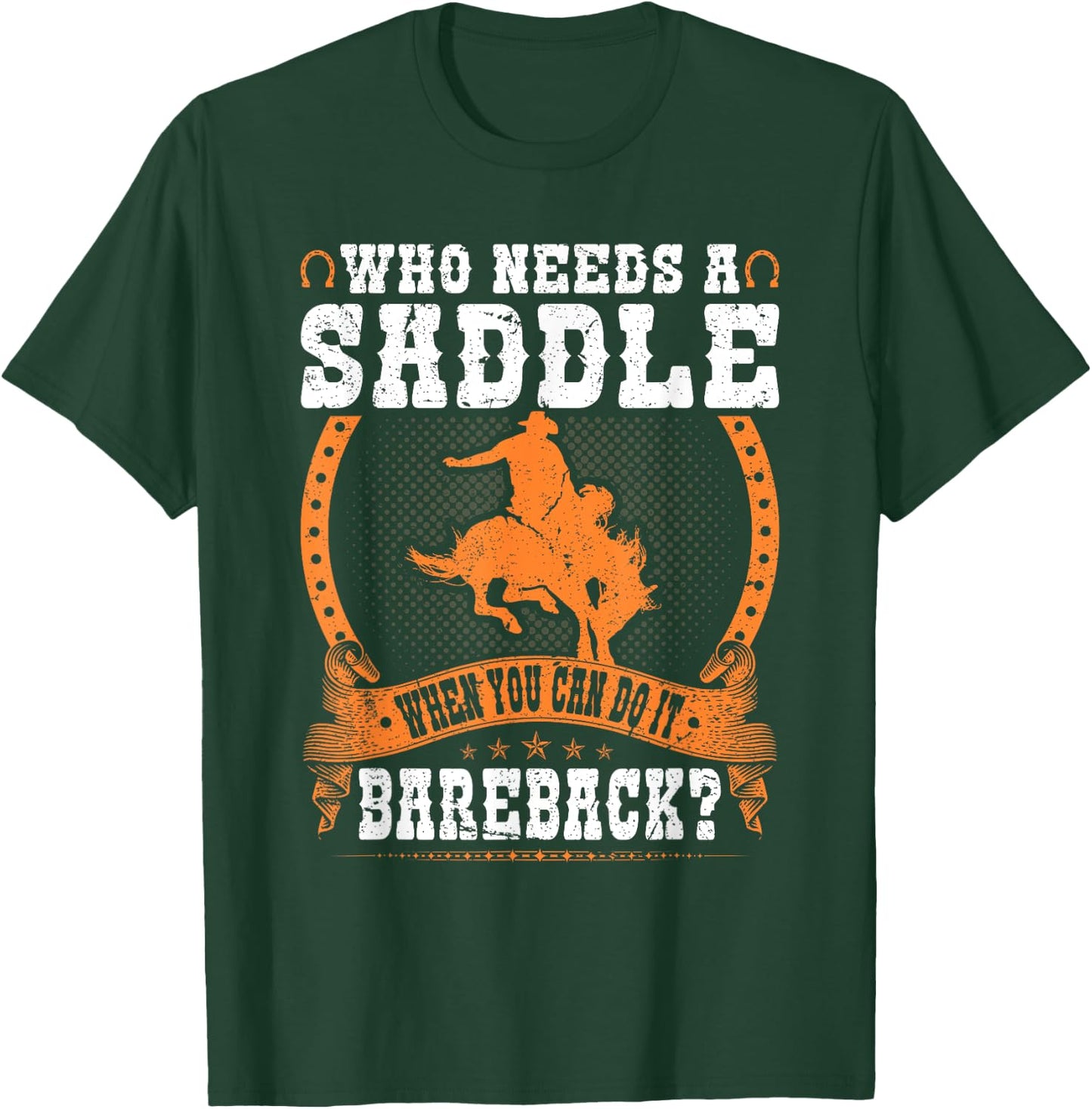 Bucking Bronco Western Rodeo Cowboy Bareback Bronc Riding T-Shirt - T-Shirt | Forest