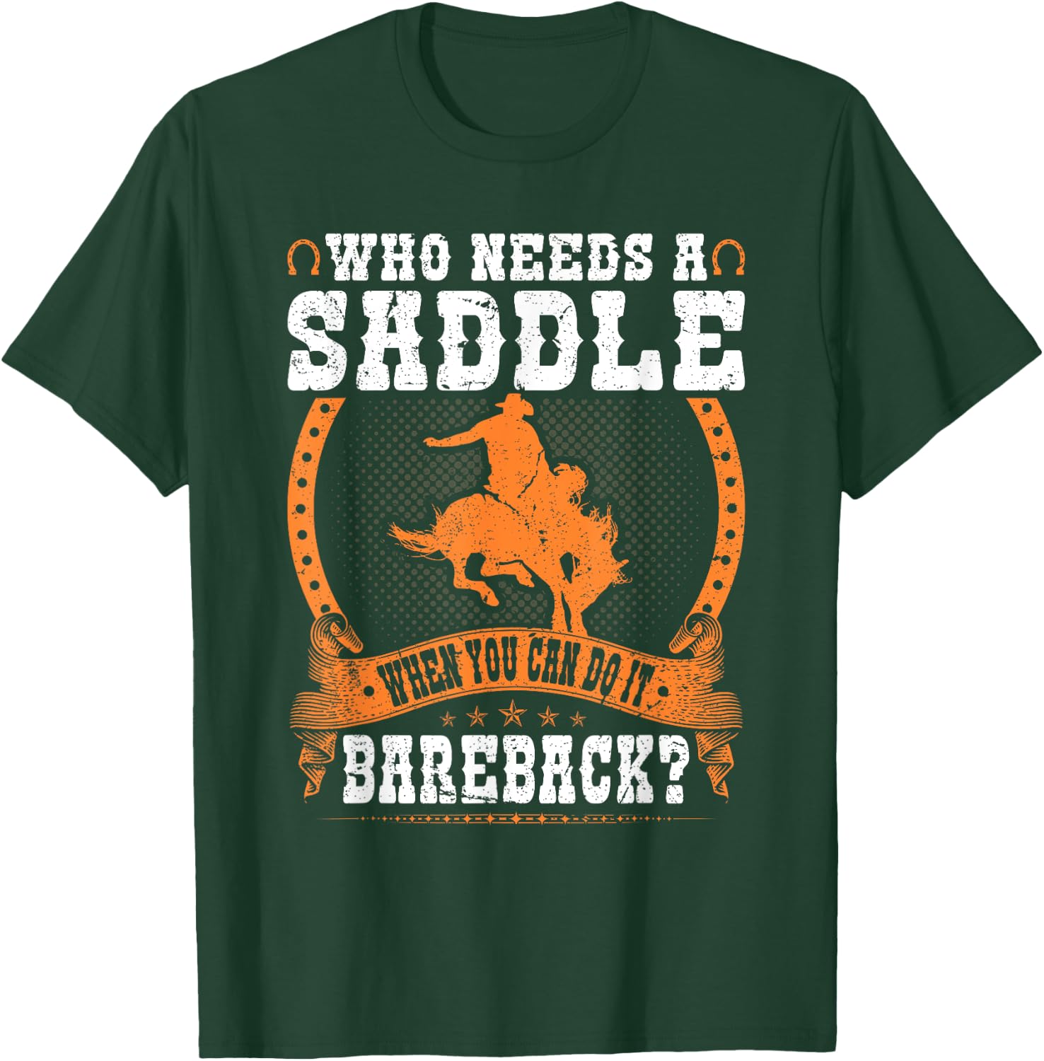 Bucking Bronco Western Rodeo Cowboy Bareback Bronc Riding T-Shirt - T-Shirt | Forest