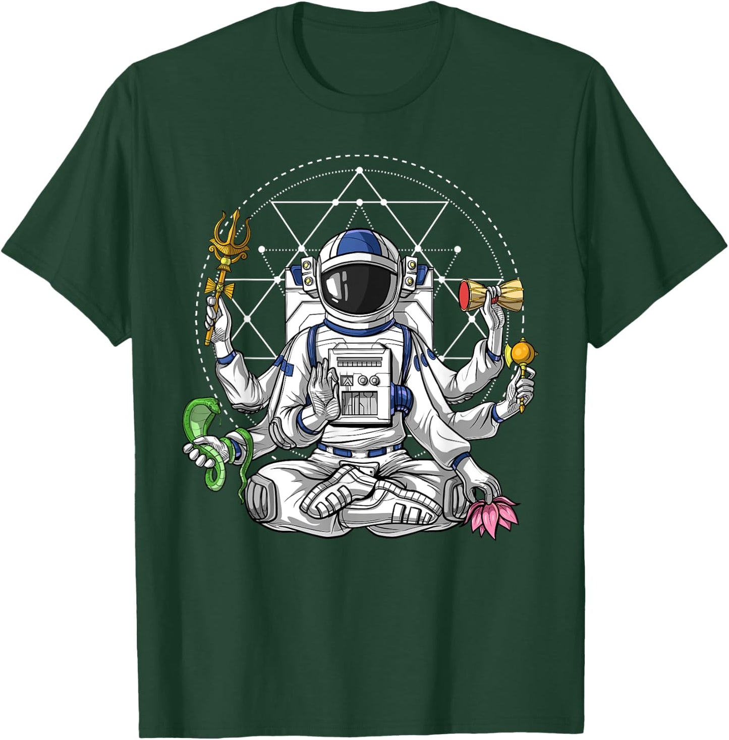 Psychedelic Astronaut Shiva Hindu God Spiritual Meditation T-Shirt - T-Shirt | Forest