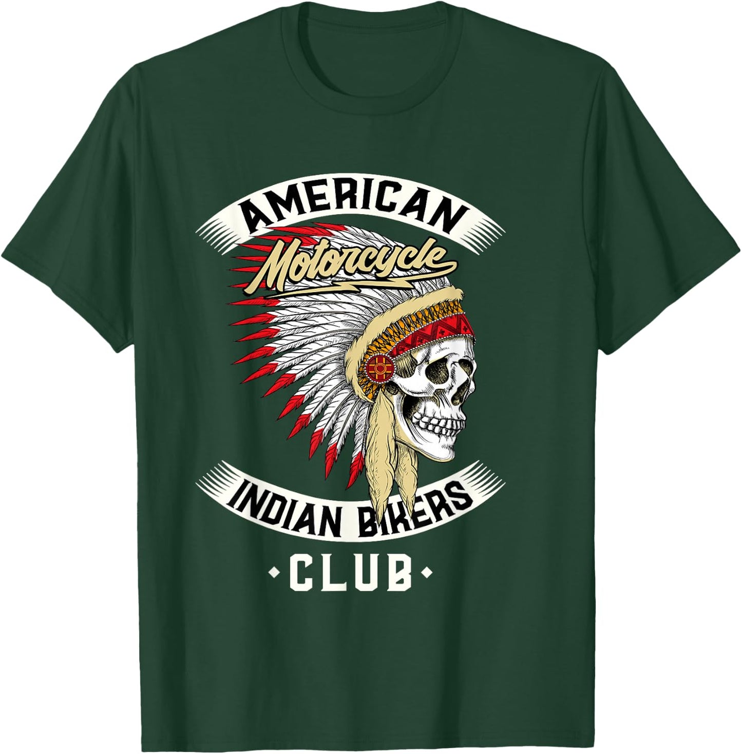 American Motorcycle Indian Bikers Club - Chopper Biker T-Shirt - T-Shirt | Forest