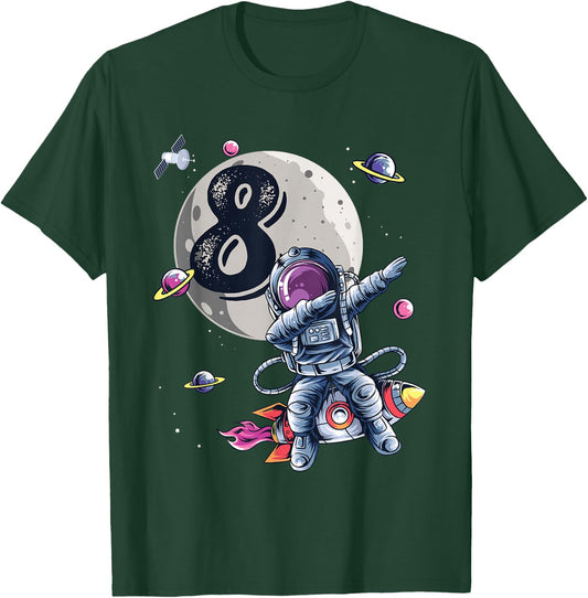 8 Years Old Birthday Boy Astronaut Gifts Space 8th B-Day T-Shirt - T-Shirt | Forest