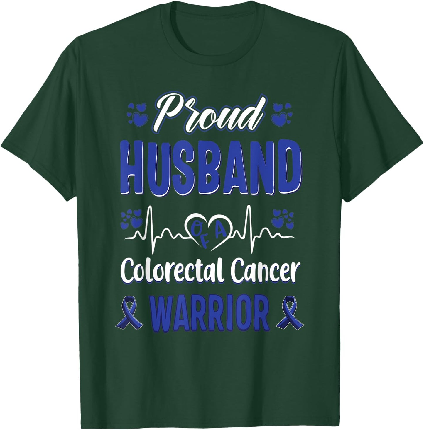 proud Husband colorectal colon cancer warrior awareness T-Shirt - T-Shirt | Forest