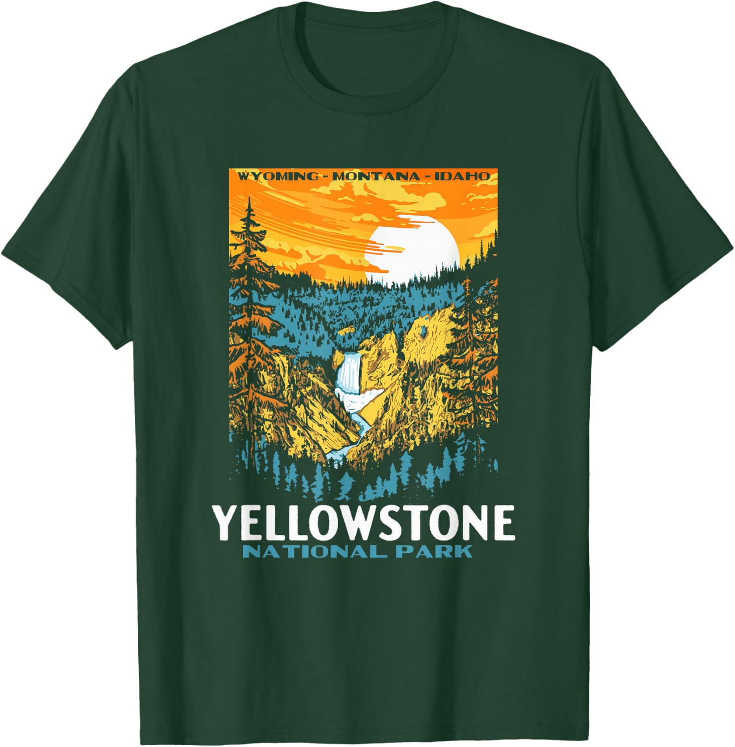 Retro Yellowstone National Park WPA Style Lower Falls T-Shirt - T-Shirt | Forest