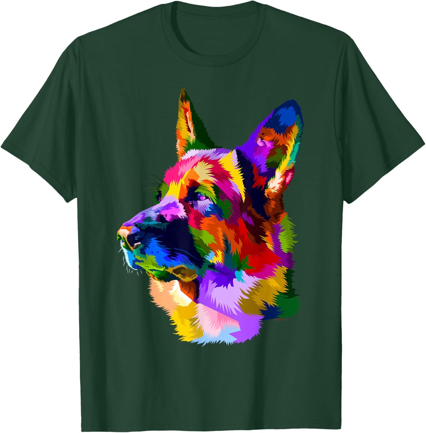 German Shepherd Shop Colorful German Shepherd Dog Owner Multicolor Graphic T-Shirt - T-Shirt | Forest