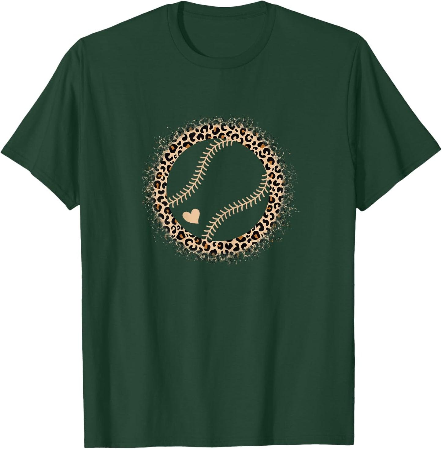 Cute Softball Leopard Print Women Girls Softball Player T-Shirt - T-Shirt | Forest