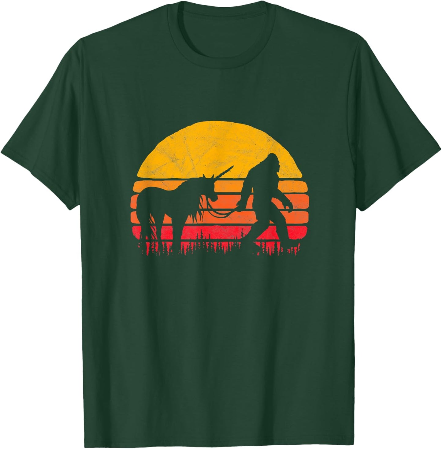 Bigfoot UFO Believer 2001 Funny Bigfoot / Sasquatch & Unicorn Retro Legends! T-Shirt - T-Shirt | Forest
