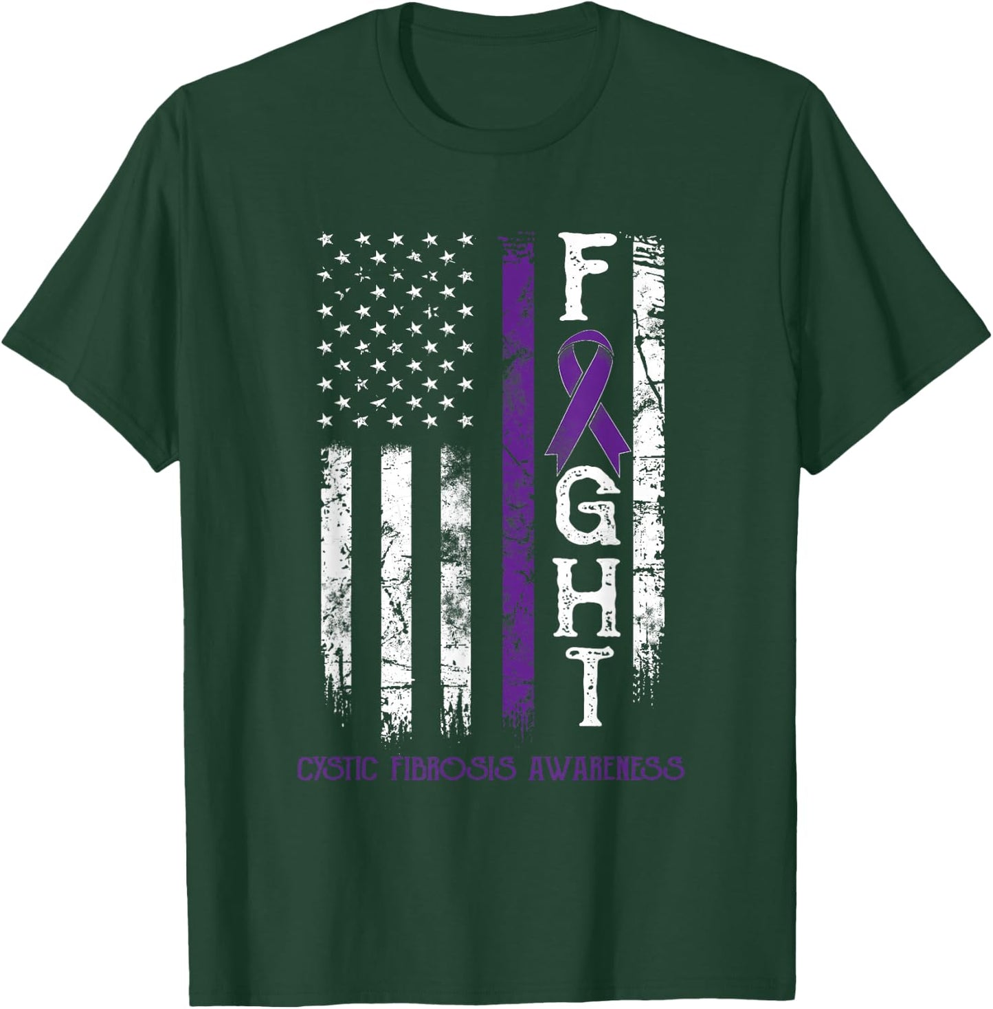 Cystic Fibrosis Warrior US Flag T-Shirt - T-Shirt | Forest