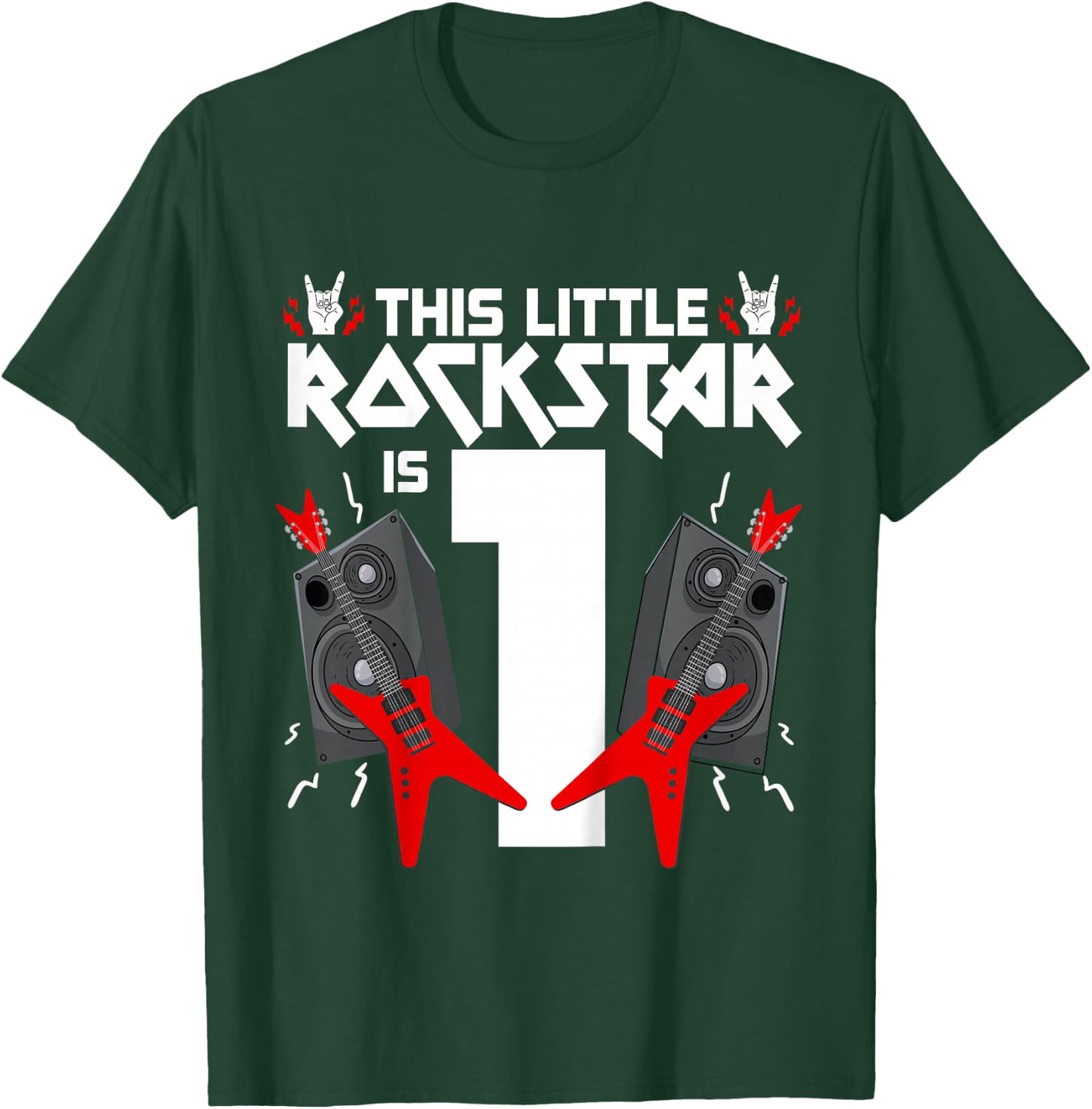 1 Year Old Rock and Roll Star Birthday Party Guitar 1st Gift T-Shirt - T-Shirt | Forest