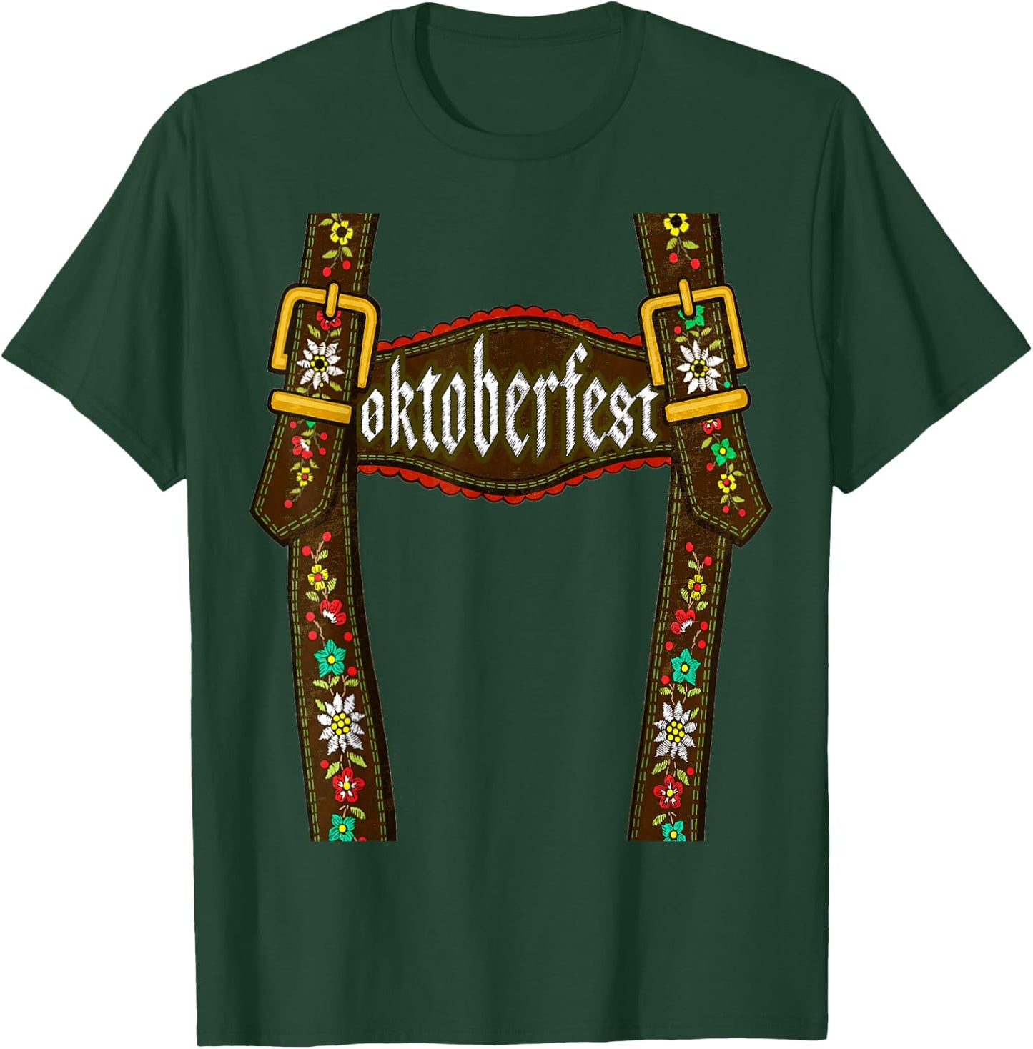 Lederhosen Suspenders Oktoberfest Bavarian Munich Beer T-Shirt - T-Shirt | Forest