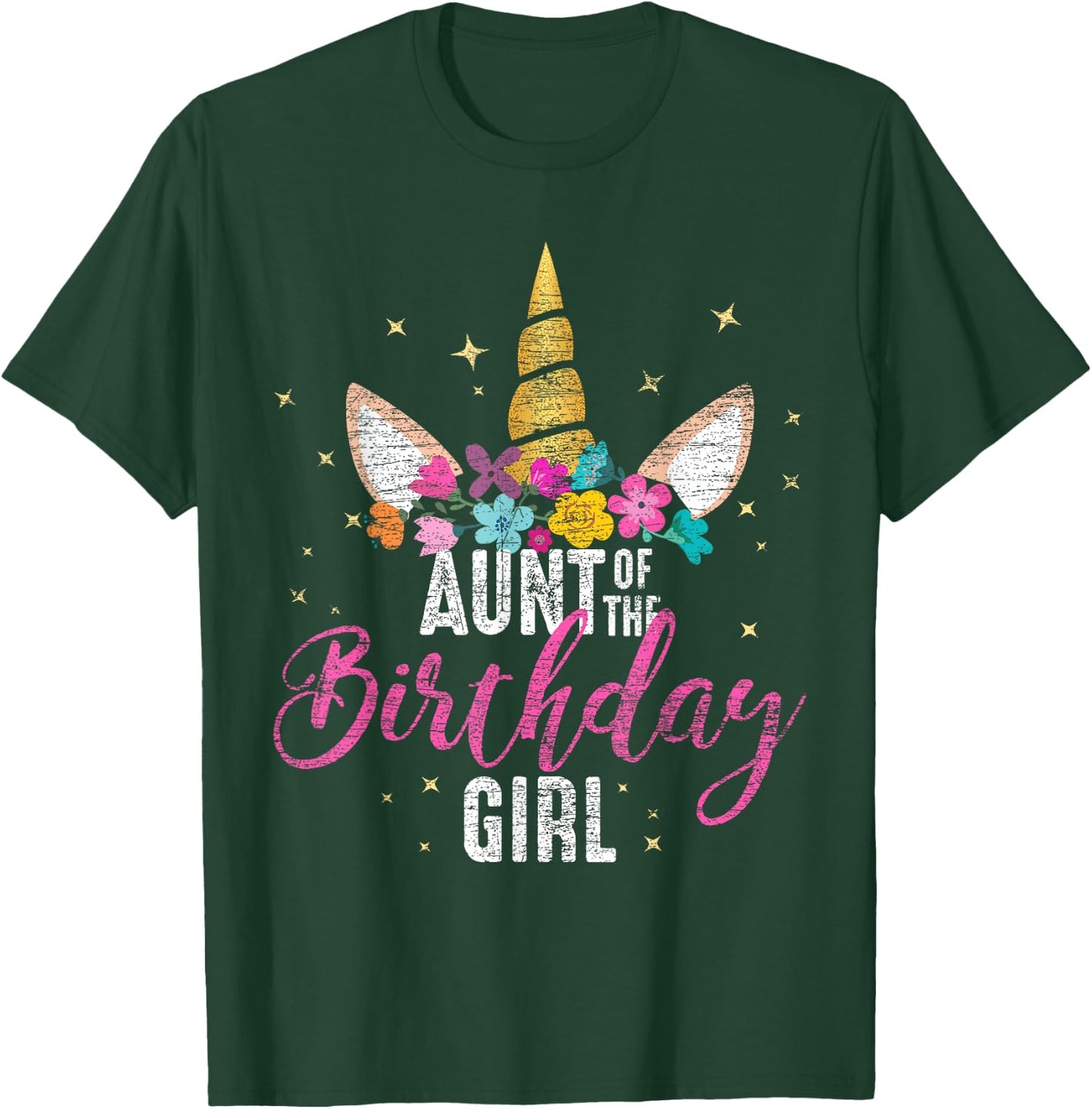 Aunt Of The Birthday Girl Aunt Gift Unicorn Birthday T-Shirt - T-Shirt | Forest