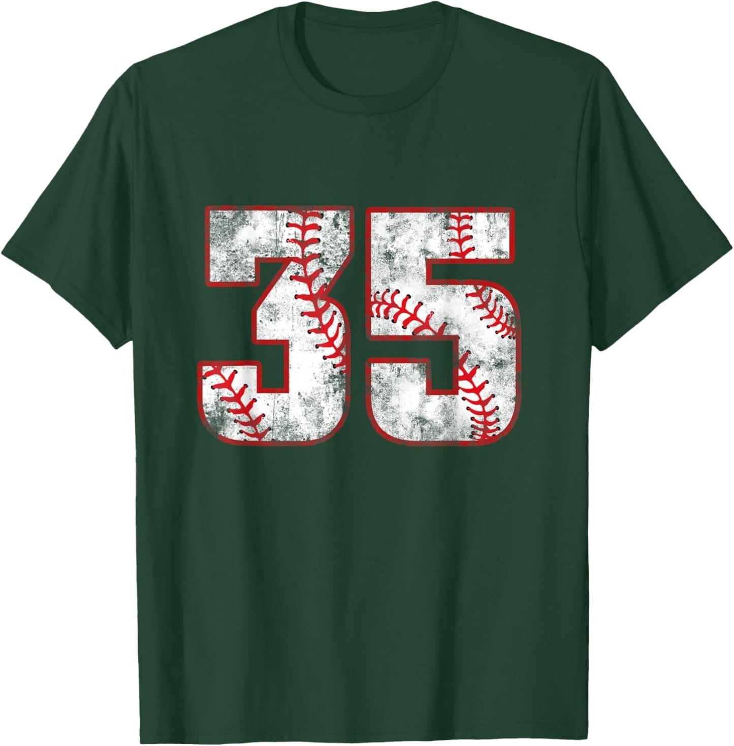 Vintage Baseball 35 Jersey Number T-Shirt - T-Shirt | Forest