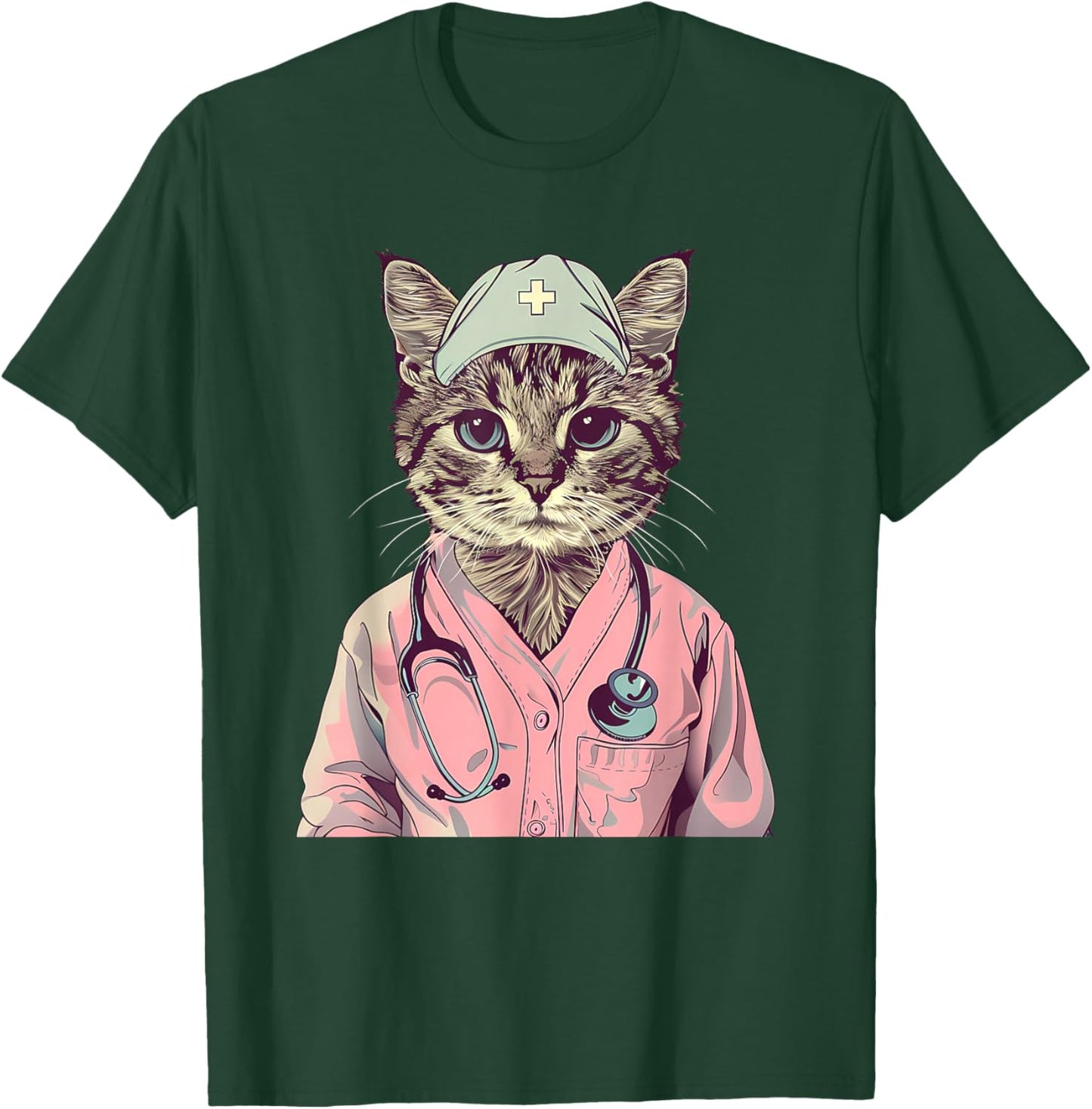 Doctor Cat Lover Nurse Cat Medical Cat Nurse Appreciation T-Shirt - T-Shirt | Forest
