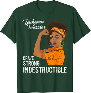 Leukemia Warrior Indestructible Cancer Survivor Awareness T-Shirt - T-Shirt | Forest