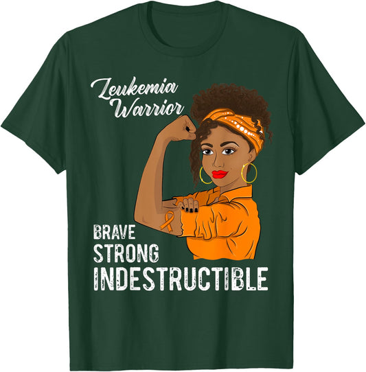 Leukemia Warrior Indestructible Cancer Survivor Awareness T-Shirt - T-Shirt | Forest