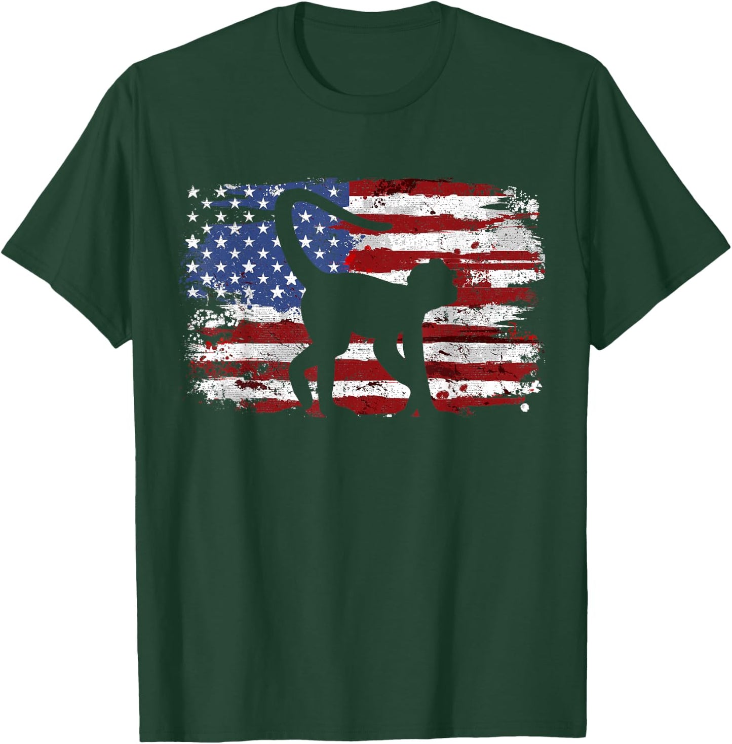 Spider Monkey USA Flag Vintage T-Shirt - T-Shirt | Forest