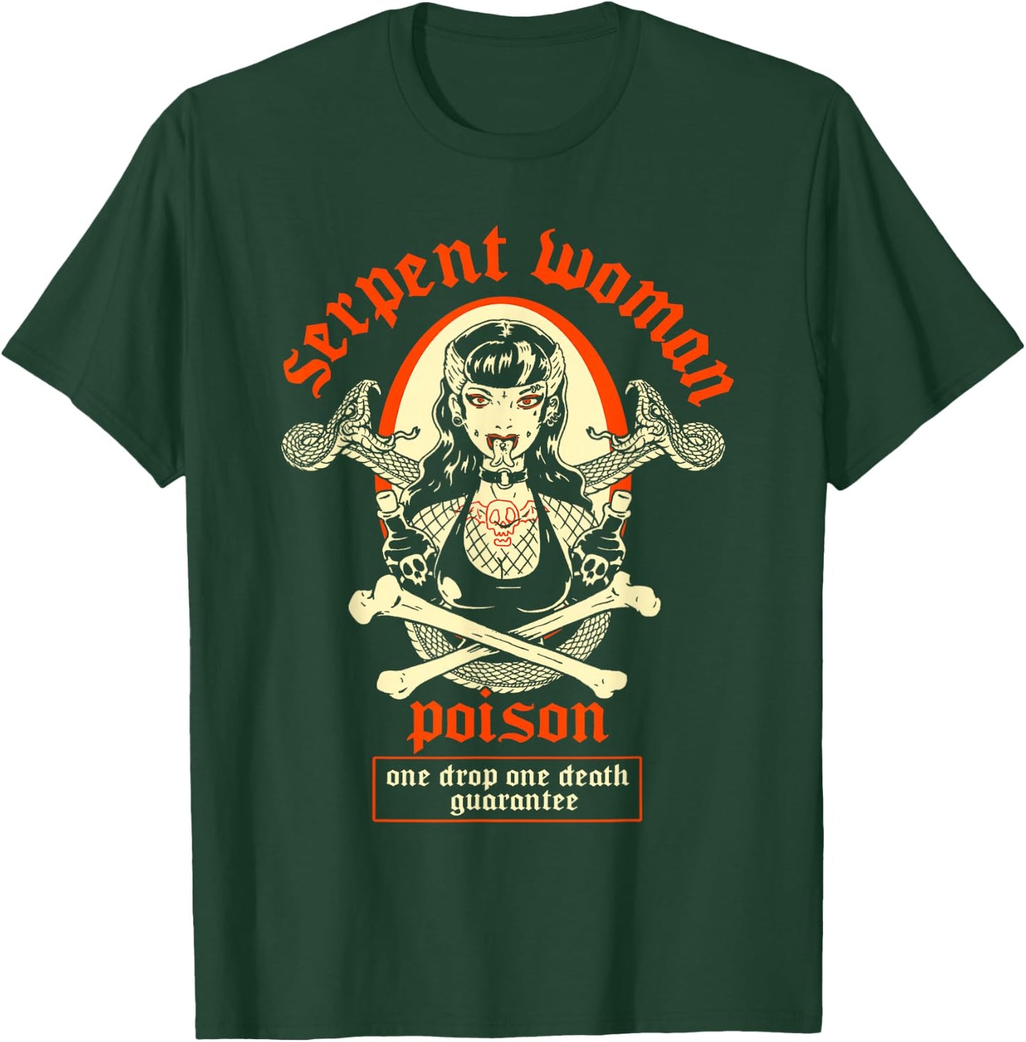 Serpent Woman Goth Girl Psychobilly Tattooed Pinup Poison T-Shirt - T-Shirt | Forest