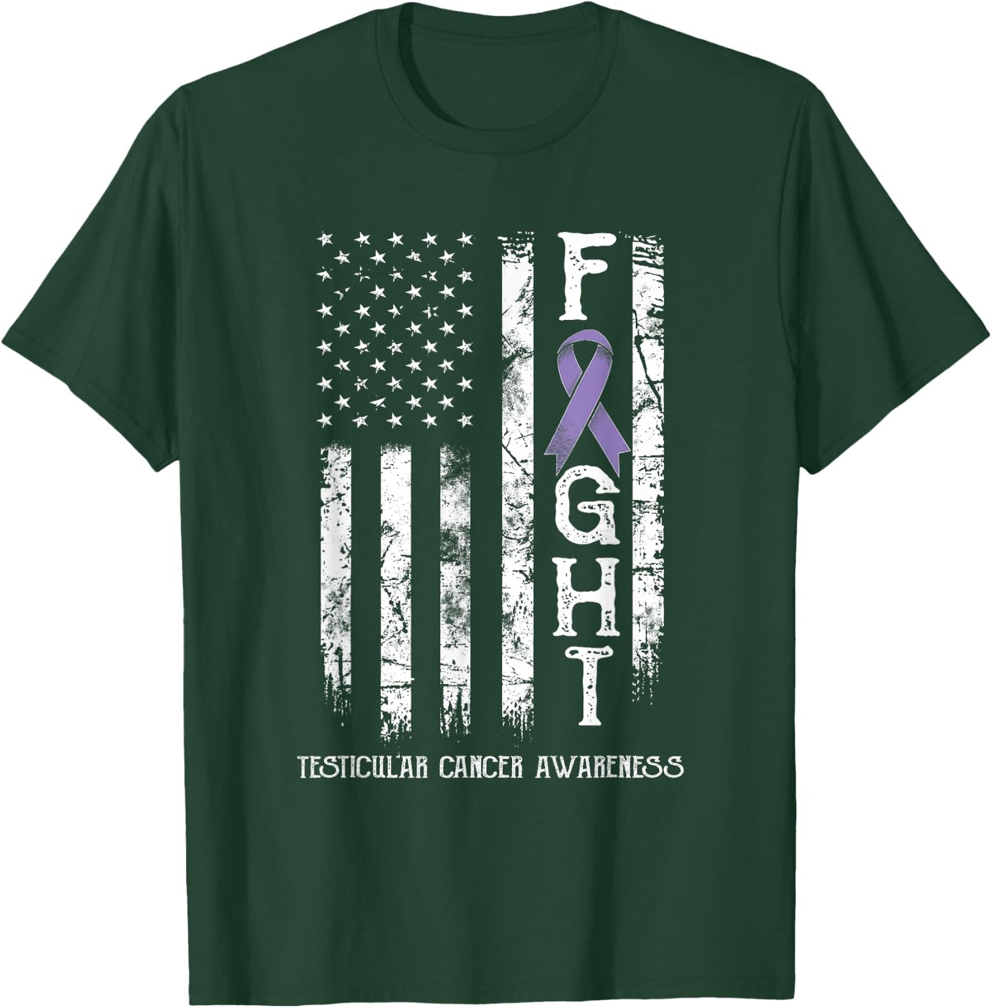 Testicular Cancer Warrior US Flag T-Shirt - T-Shirt | Forest