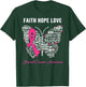 Faith Hope Love Breast Cancer Awareness T-Shirt - T-Shirt | Forest