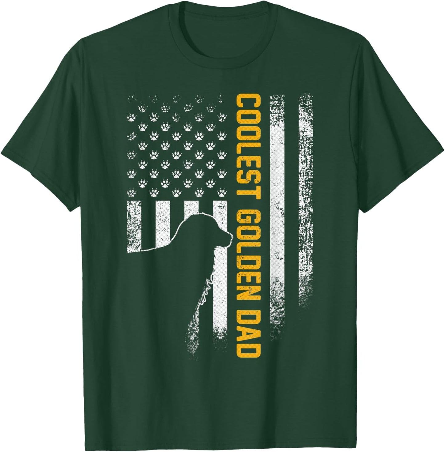 Vintage USA American Flag Coolest Golden Retriever Dad Funny Men T-Shirt - T-Shirt | Forest