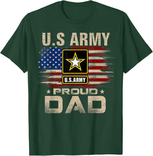 Vintage U.S Army Proud Dad with American Flag T-Shirt - T-Shirt | Forest