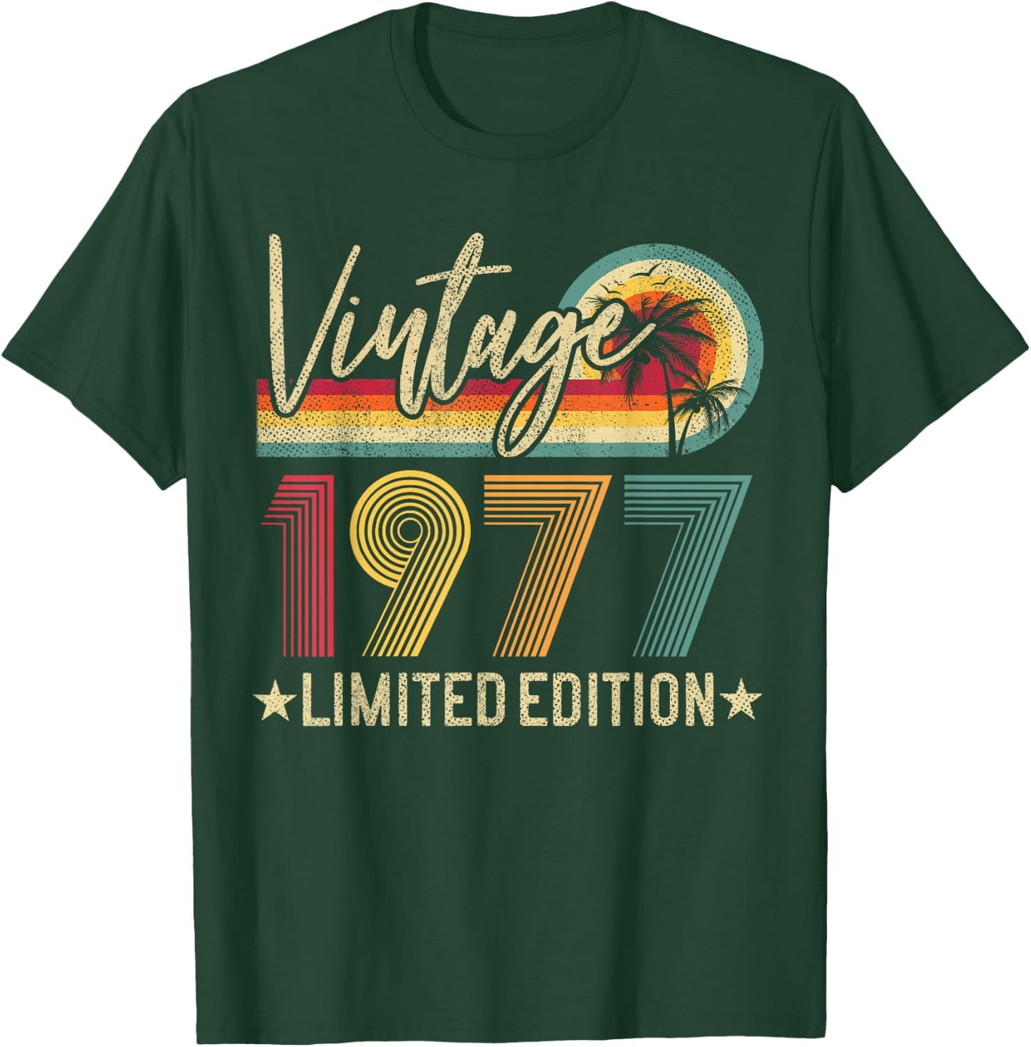 48th Birthday Vintage 1977 Men Women 48 Years Old Retro T-Shirt - T-Shirt | Forest