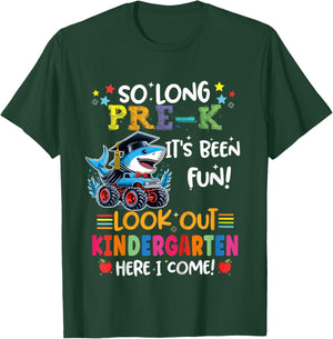 Shark So Long Pre-K Graduation Kindergarten Here I Come 2026 T-Shirt - T-Shirt | Forest