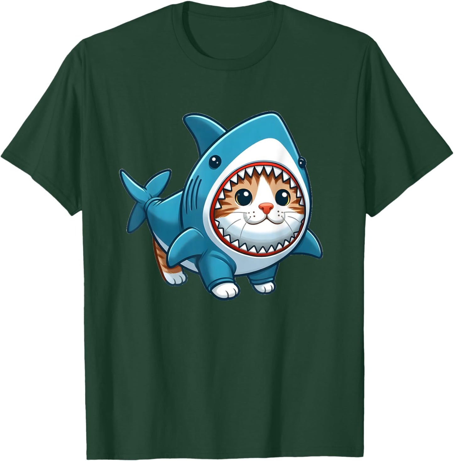 Cat in Shark Costume Men Women Kids T-Shirt - T-Shirt | Forest