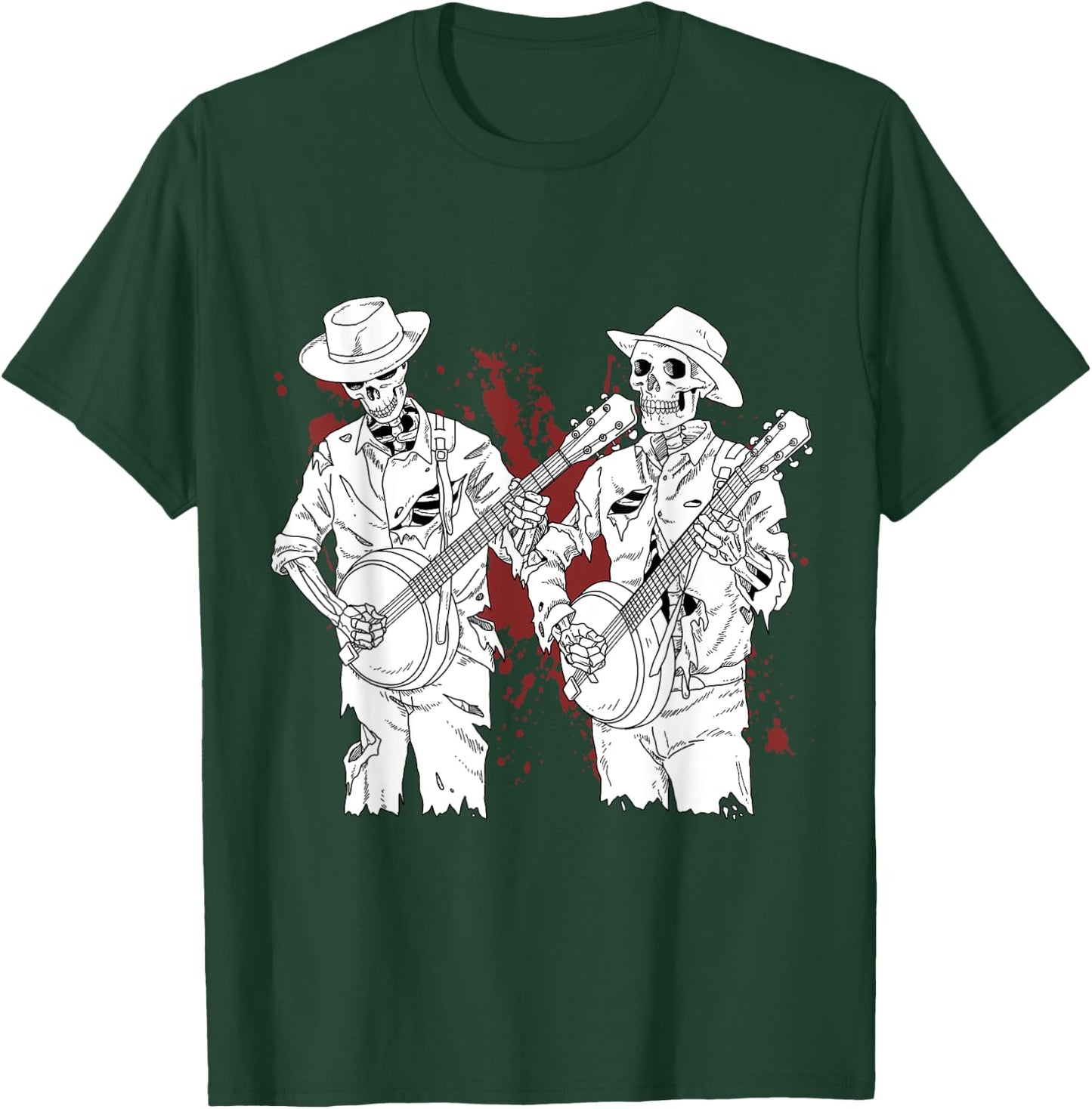 Banjo Scary Banjo Gifts Skeleton Bluegrass T-Shirt - T-Shirt | Forest