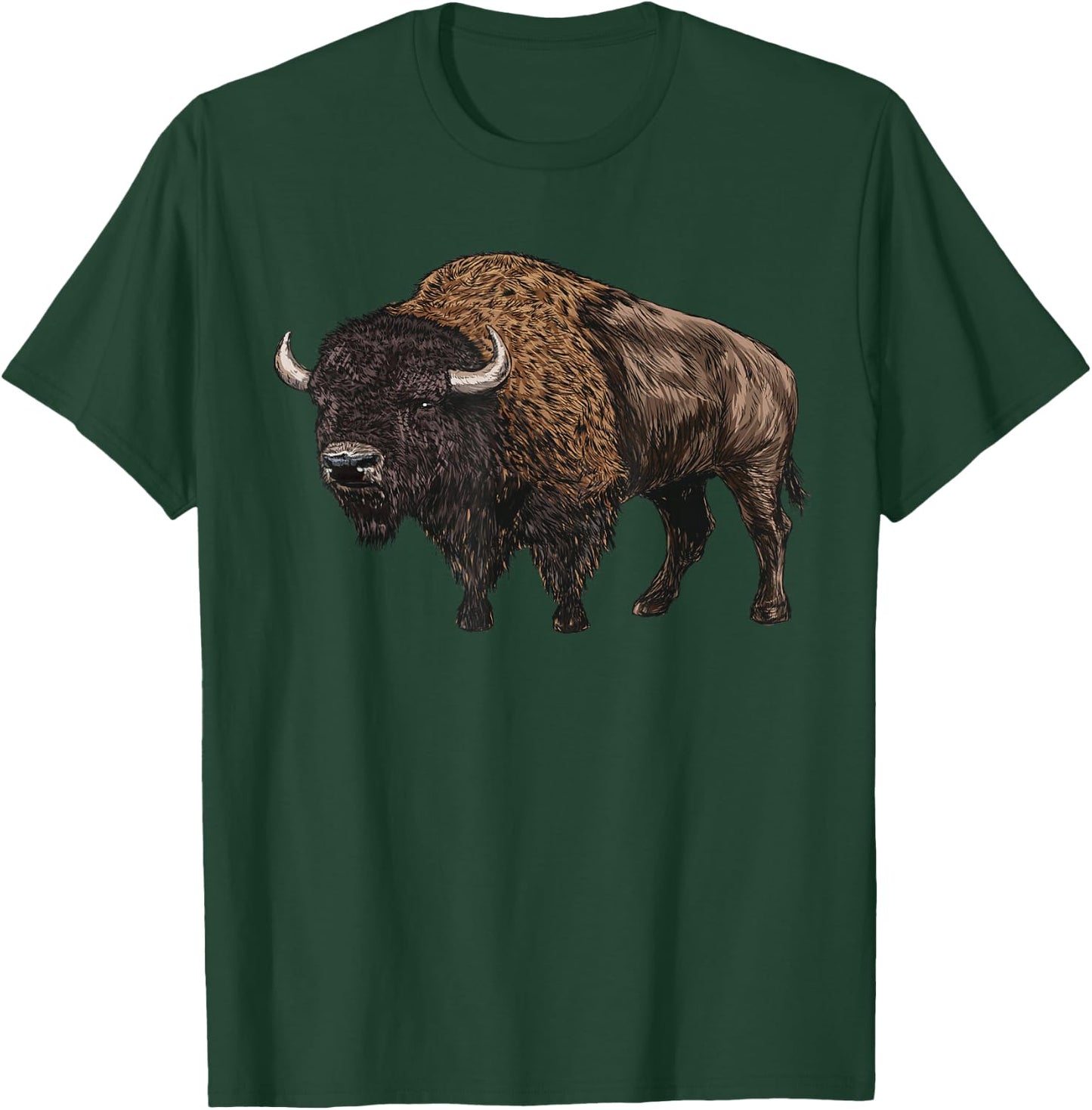 Retro American Bison Silhouette National Park Buffalo Lover T-Shirt - T-Shirt | Forest