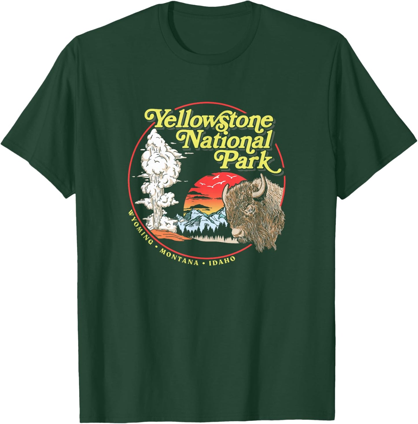 Yellowstone National Park Vintage 70's Old Faithful Graphic T-Shirt - T-Shirt | Forest
