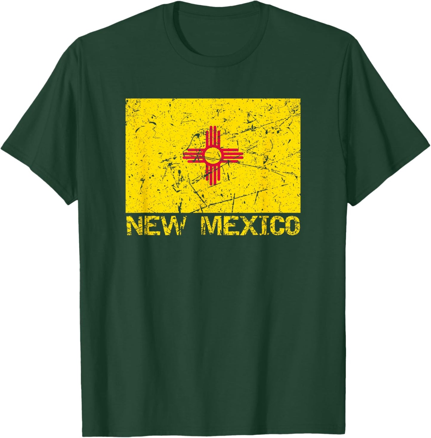 New Mexico Flag Distressed Men Women Kids New Mexican T-Shirt - T-Shirt | Forest