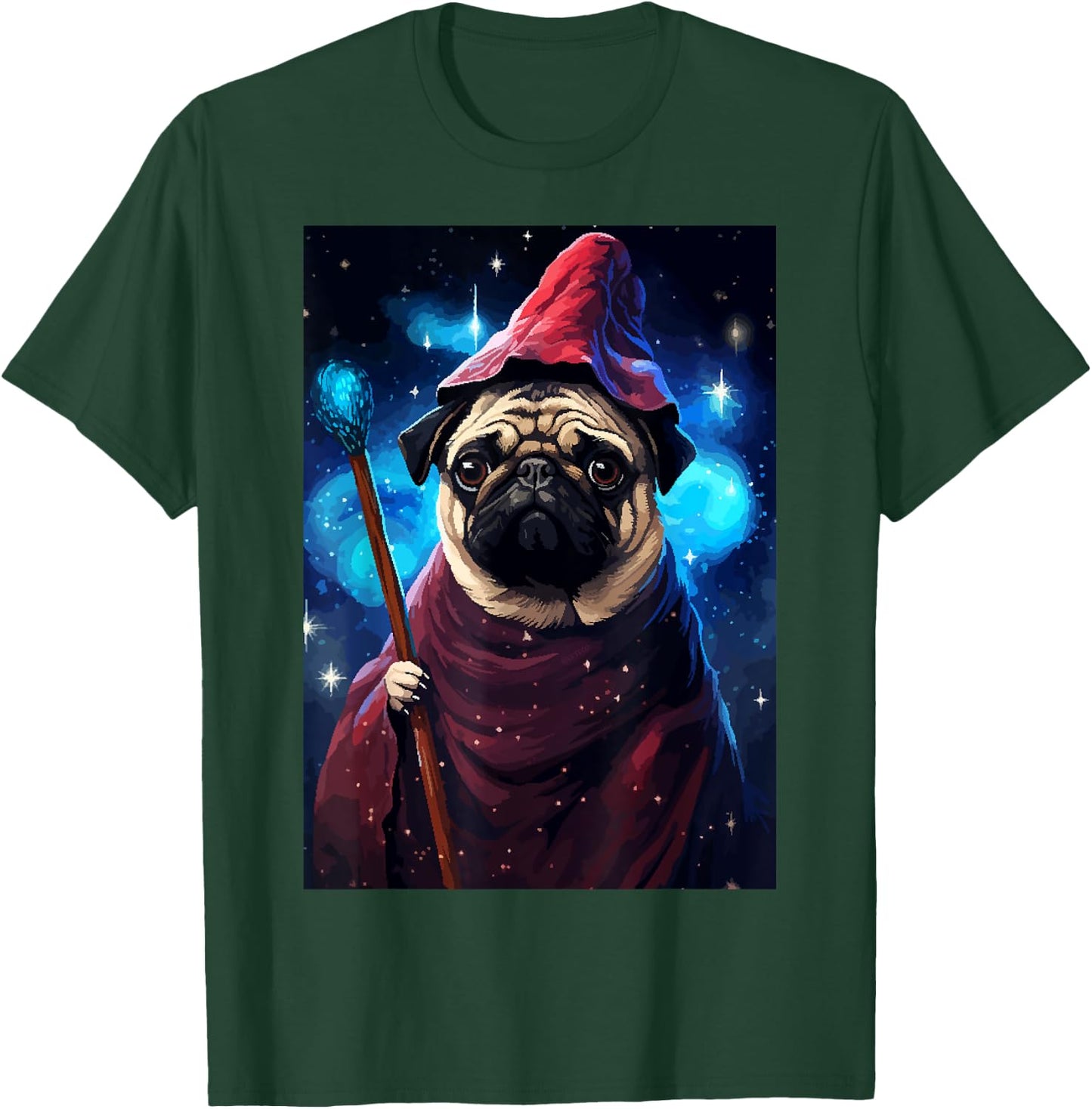 Cute Pug Wizard Character Funny Dog Pixel Art Women Kids T-Shirt - T-Shirt | Forest