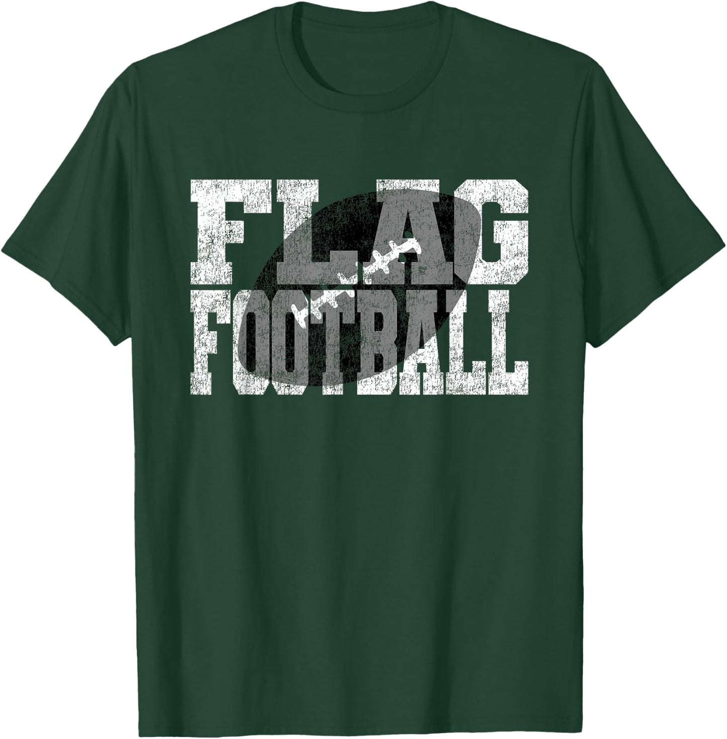 Flag Football - Grunge Flag Football Text Design T-Shirt - T-Shirt | Forest