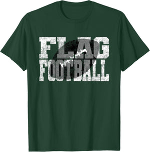 Flag Football - Grunge Flag Football Text Design T-Shirt - T-Shirt | Forest