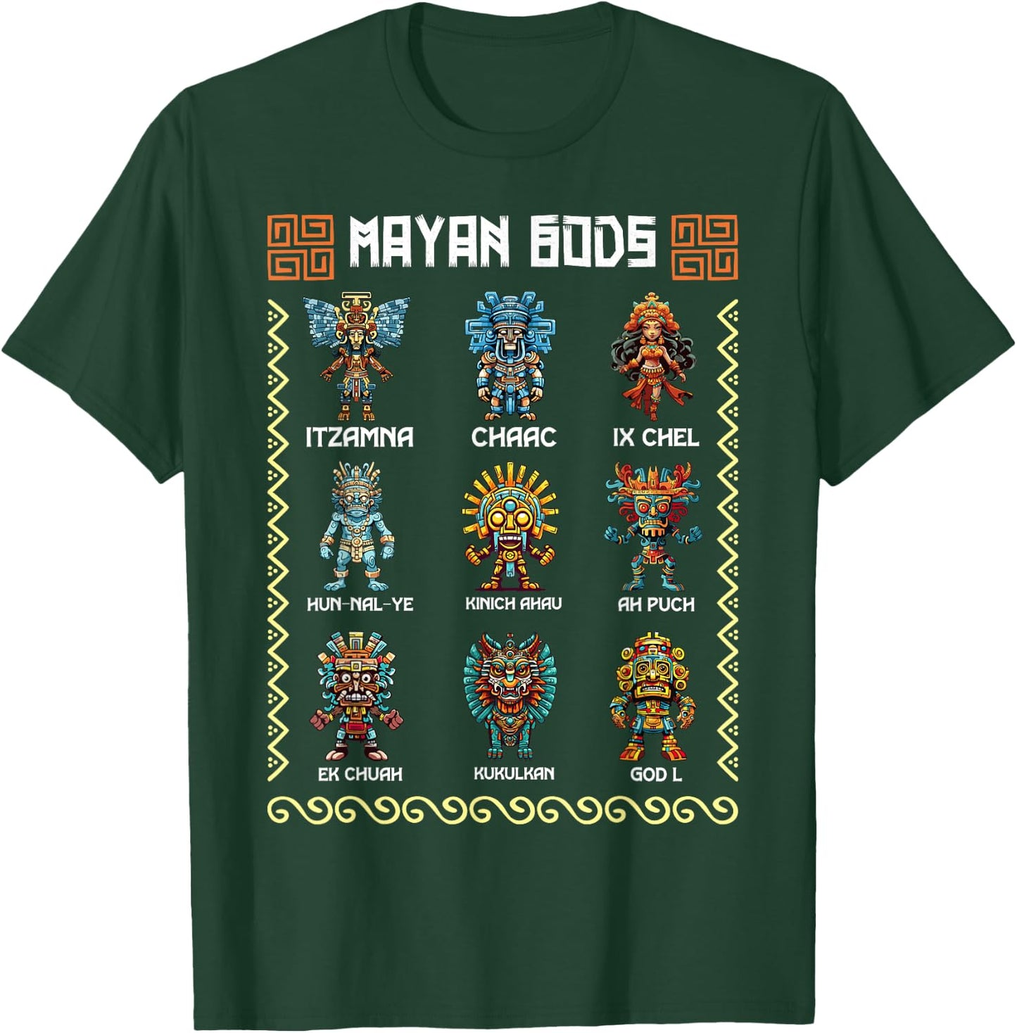 Ancient Mayan Gods Aztec Civilization Mythology Deities T-Shirt - T-Shirt | Forest