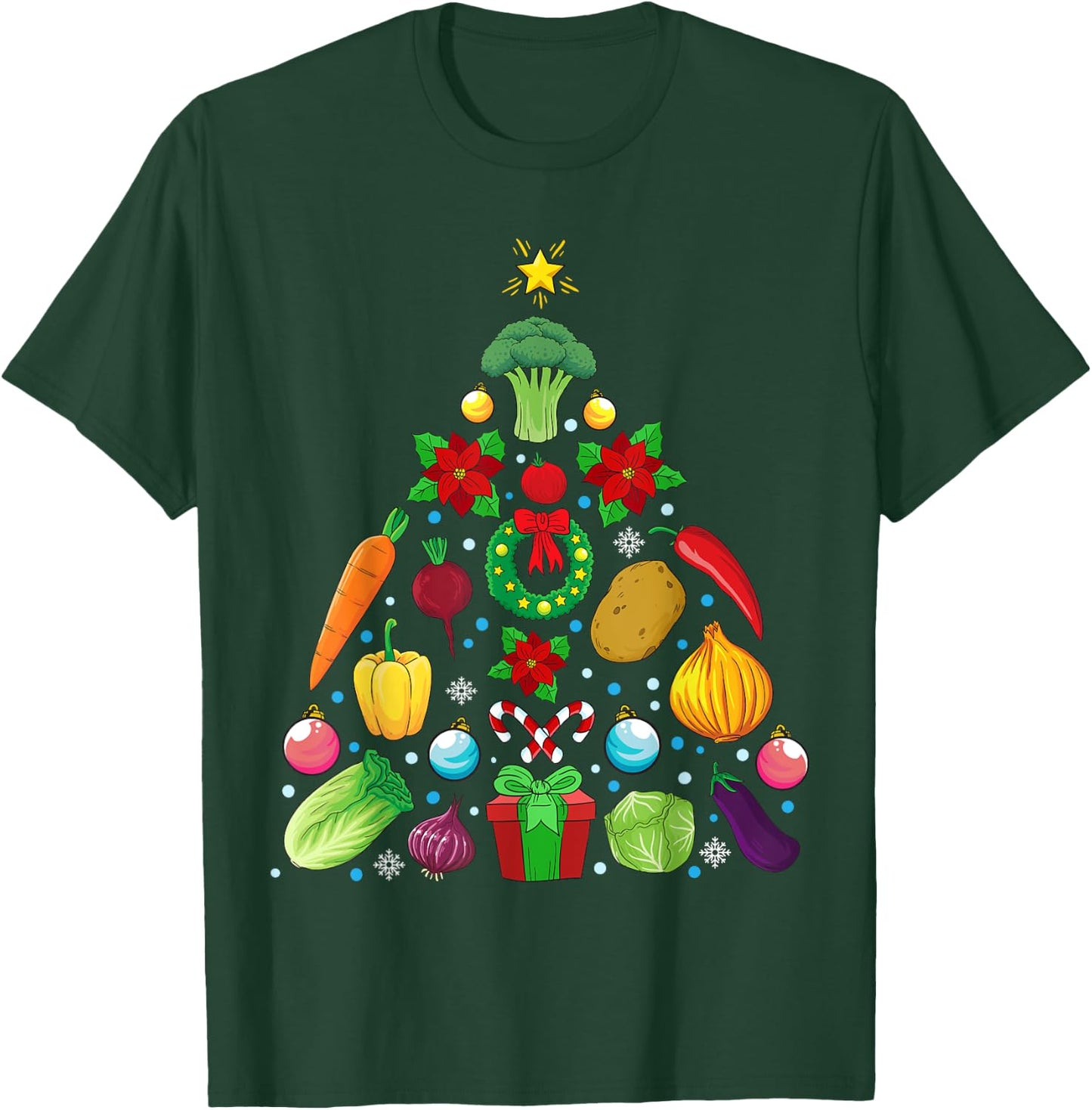 Vegetables Christmas Tree Vegan Gift T-Shirt - T-Shirt | Forest