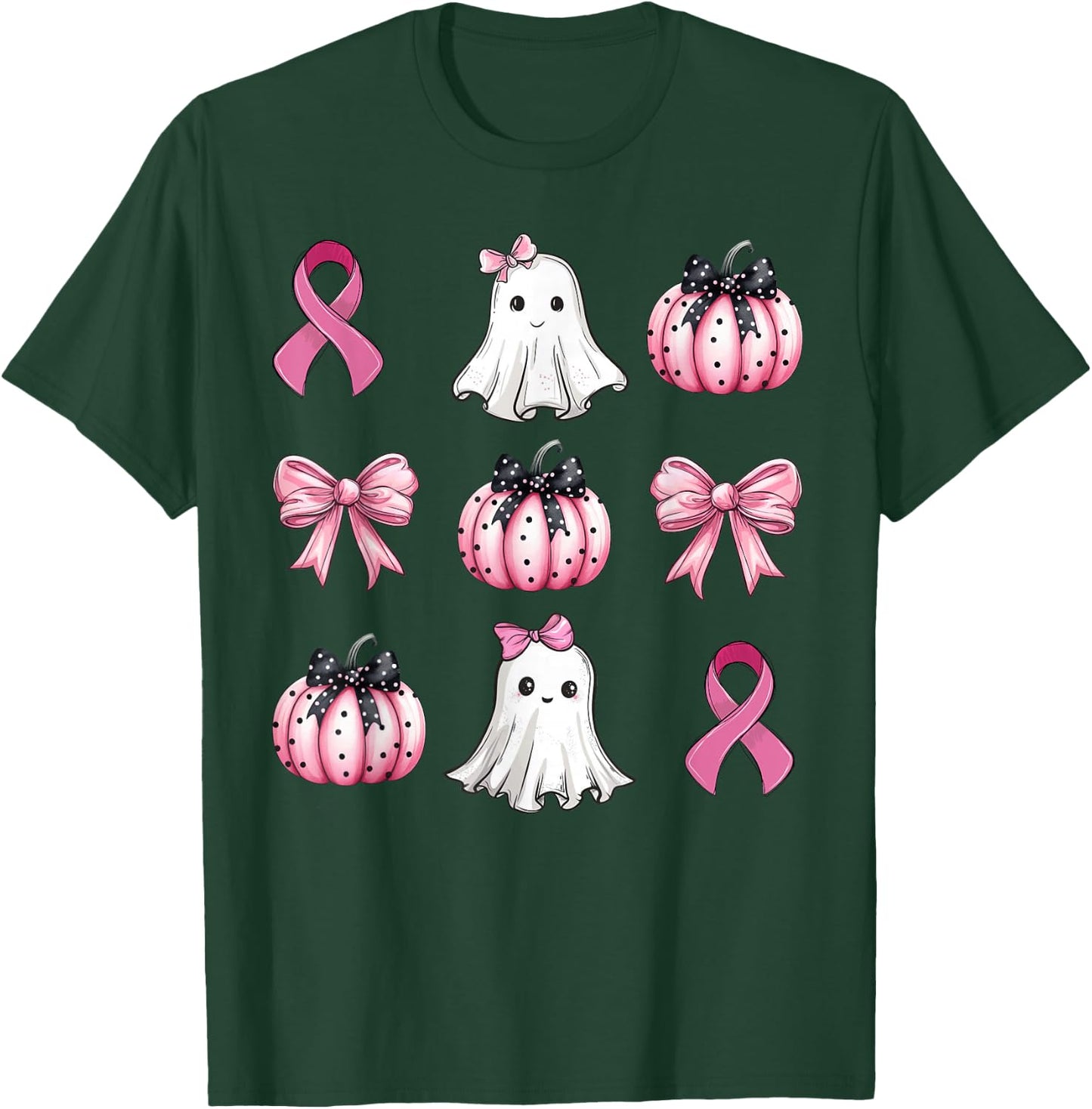 Breast Cancer Awareness Coquette Pink Pumpkin Ribbon Women's T-Shirt - T-Shirt | Forest