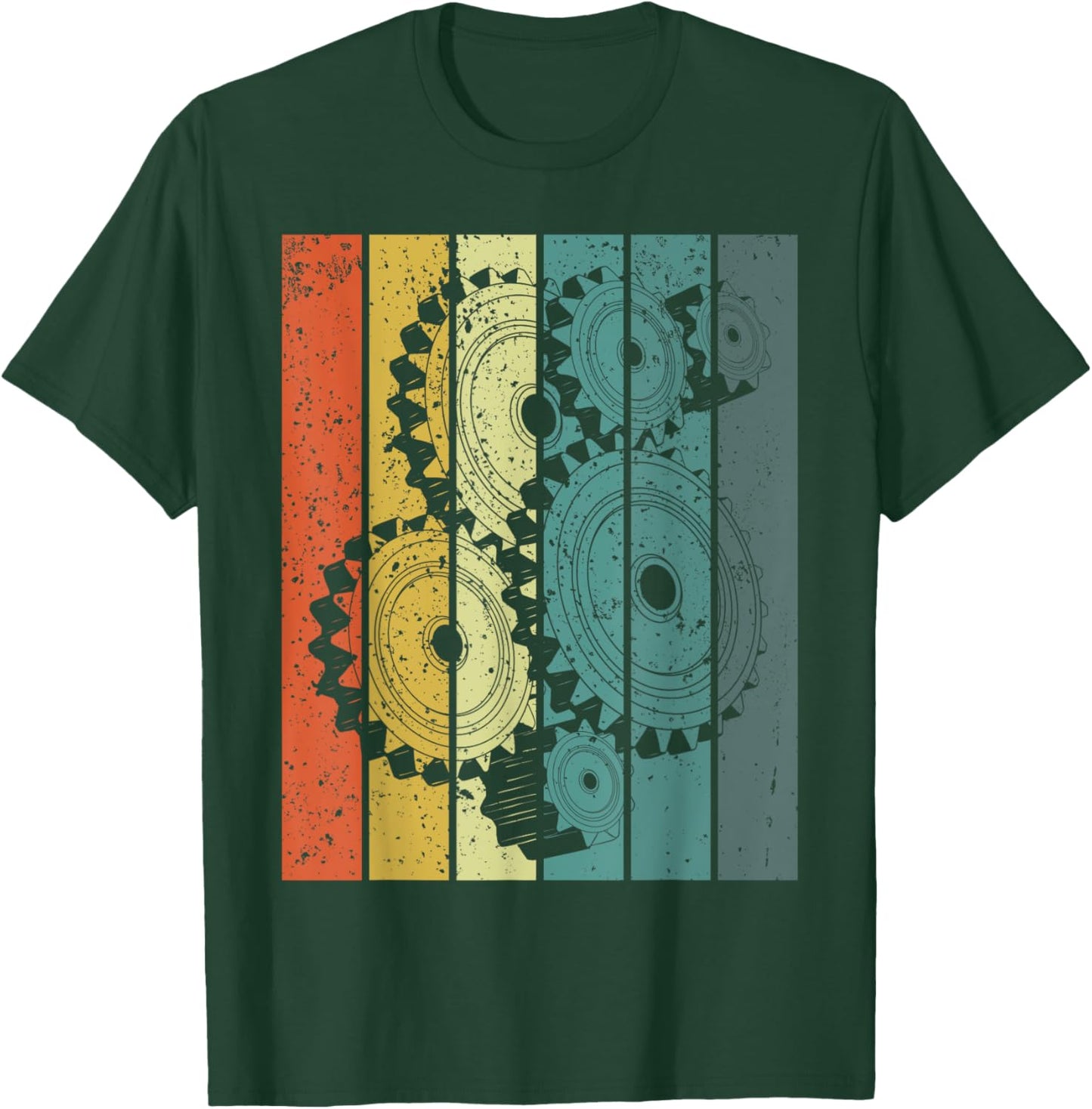Mechanical Engineer Funny Retro Cogs Engineering Gear T-Shirt - T-Shirt | Forest