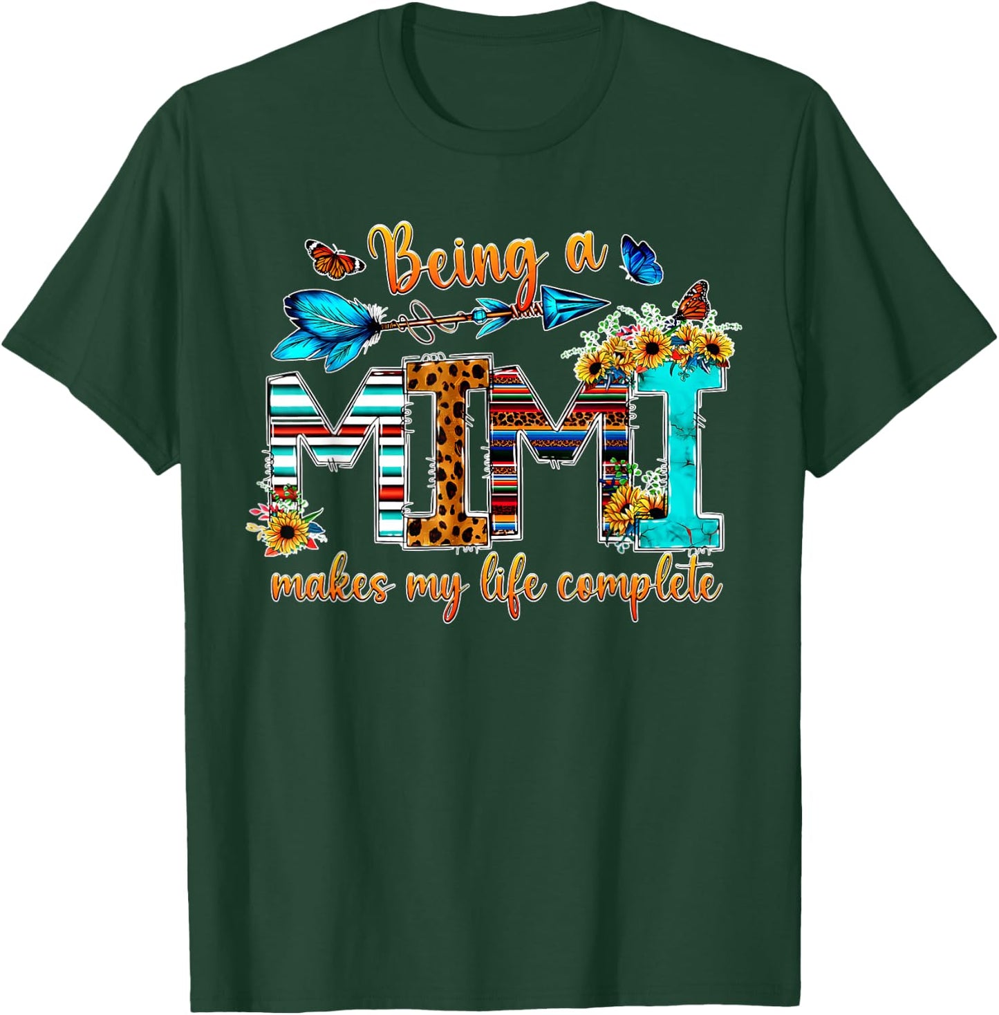 Being A Mimi Makes My Life Complete Butterfly Flowers T-Shirt - T-Shirt | Forest
