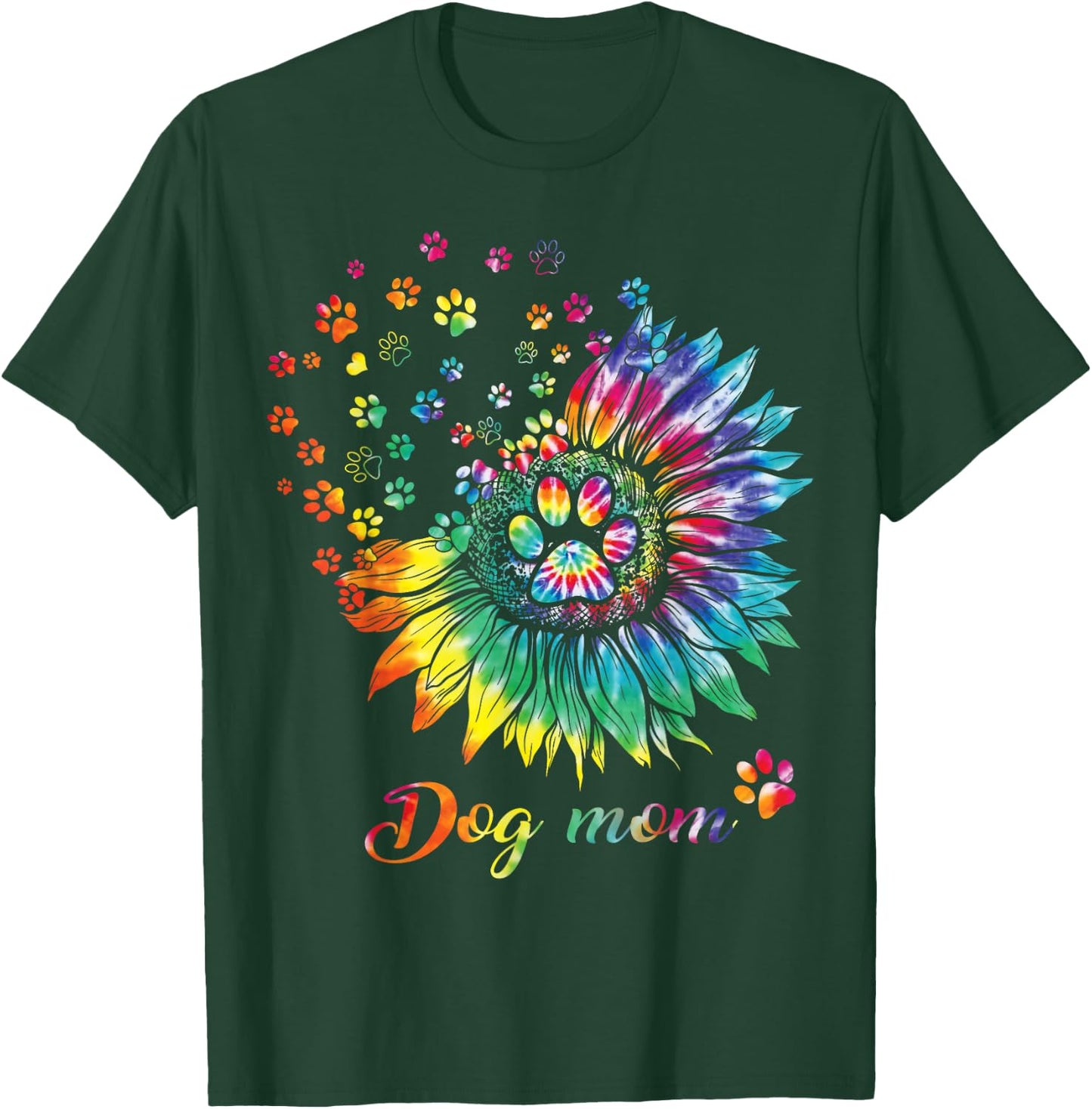 Sunflower Dog Mom Tie Dye Dog Lover Funny T-Shirt - T-Shirt | Forest