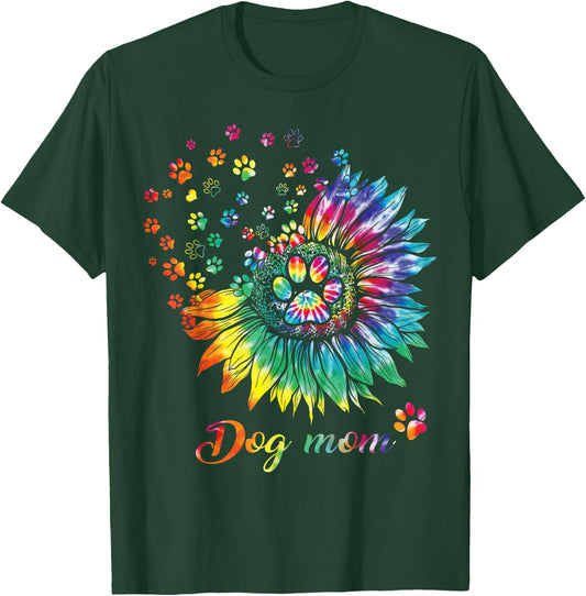 Sunflower Dog Mom Tie Dye Dog Lover Funny T-Shirt - T-Shirt | Forest