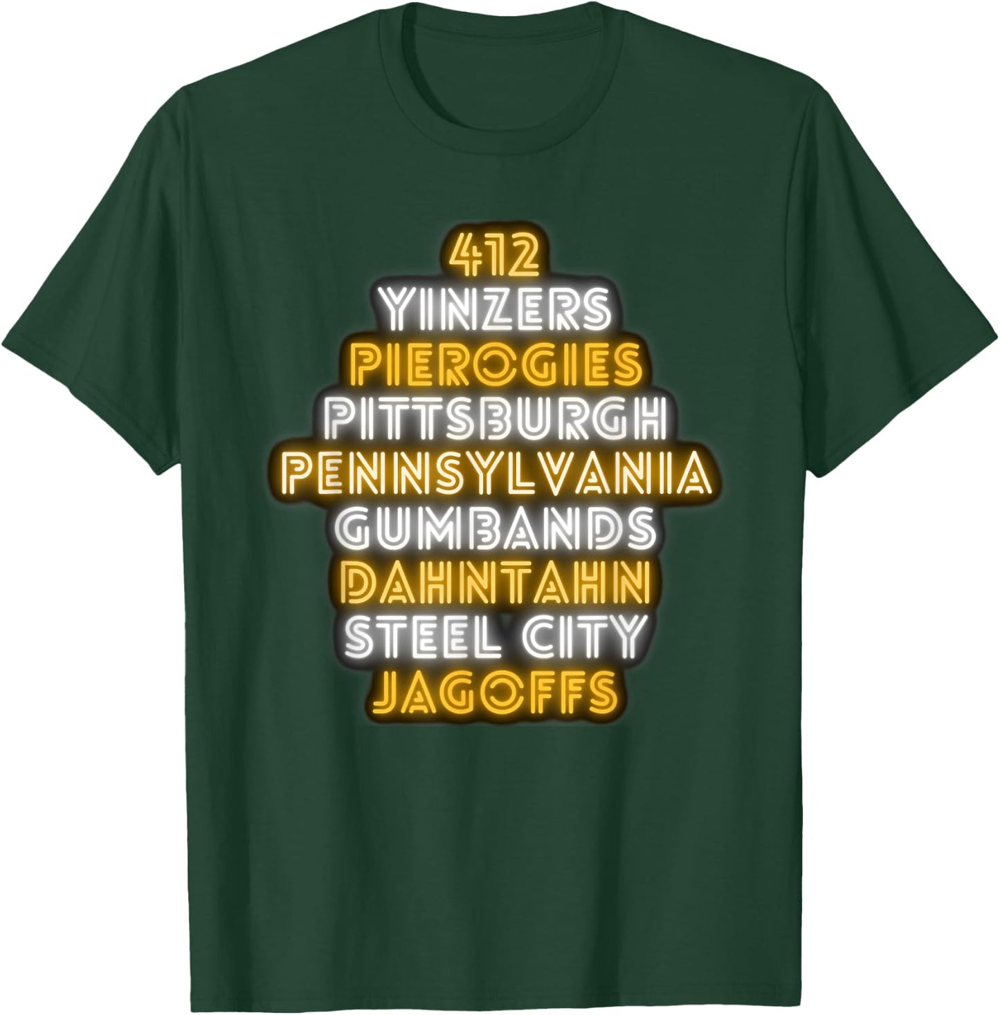Pittsburgh 412 Jagoffs Yinzers Funny Retro T-Shirt - T-Shirt | Forest