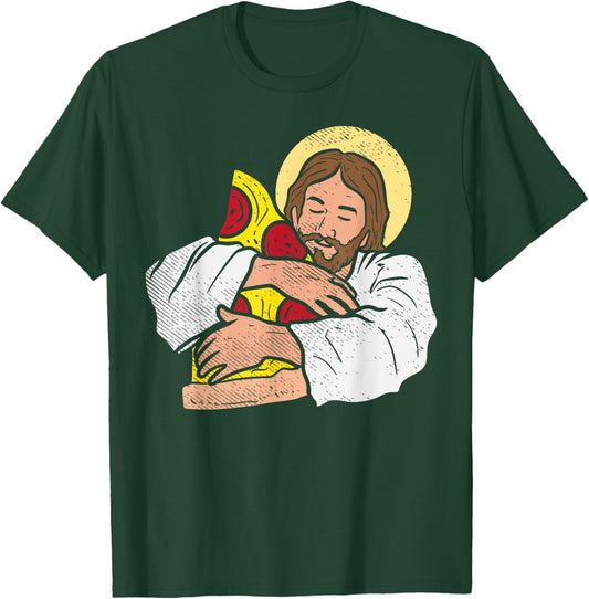 Food Lover Jesus Pizza Funny God Christ Snack Christian Gift T-Shirt - T-Shirt | Forest