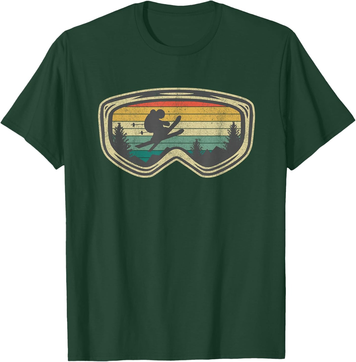 Ski Goggles Mountain Snow Skiing Retro Winter Vacation Gift T-Shirt - T-Shirt | Forest