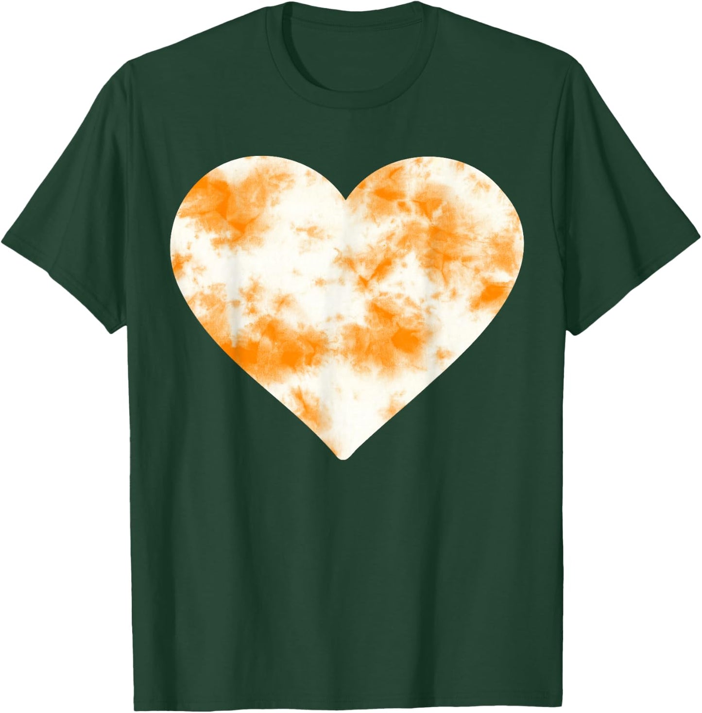 Heart Orange Tie Dye - Cute Valentines Day Graphic T-Shirt - T-Shirt | Forest